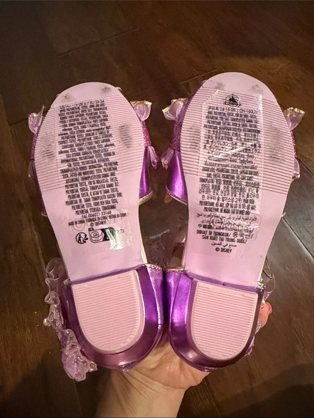 Disney Pink Glitter Jewel Princess Sandals with Gold Trim